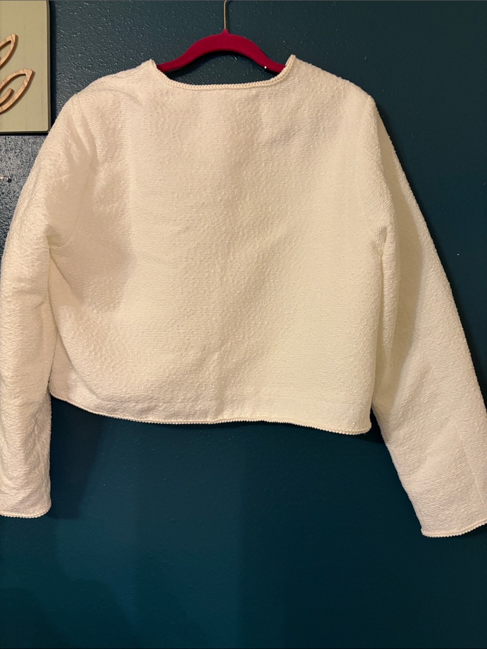 White Textured Button-Front Jacket - - Picture 2 of 7